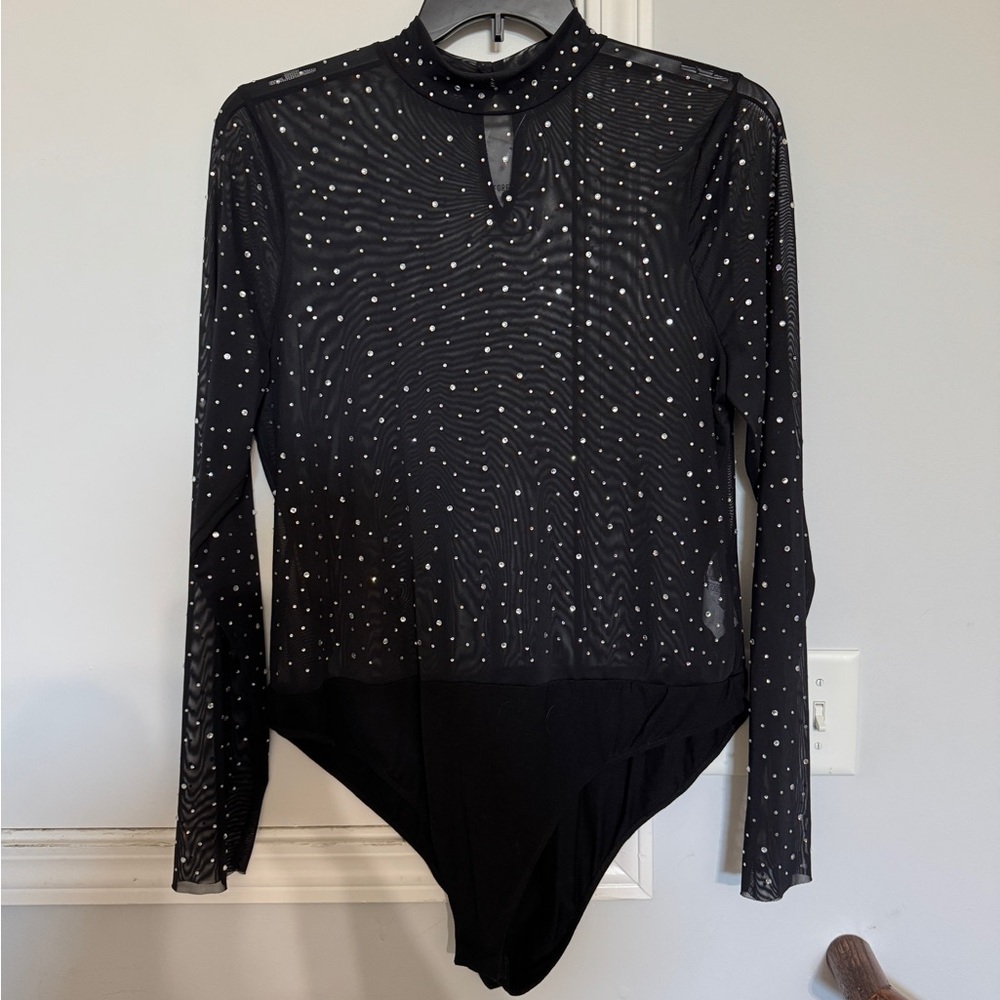 Forever 21+ Black Rhinestone Bodysuit